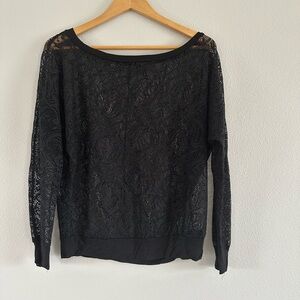 Black Lace Long Sleeve Top by Alloy